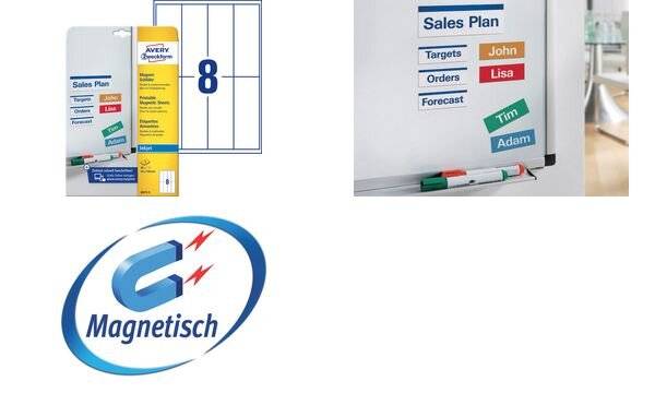 Magnetschild 78x28mm ws 90 St./Pack. - Artikel: 129237001