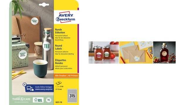 AVERY Zweckform Kennzeichnungs-Etiketten, Durchmesser: 20 mm (7202210)-0