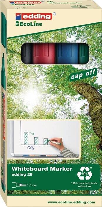 edding EcoLine 29 board - Marker - für Tafel - Schwarz, Rot, Blau, Grün - Pigmenttinte - 1-5 mm (Packung mit 4)-3