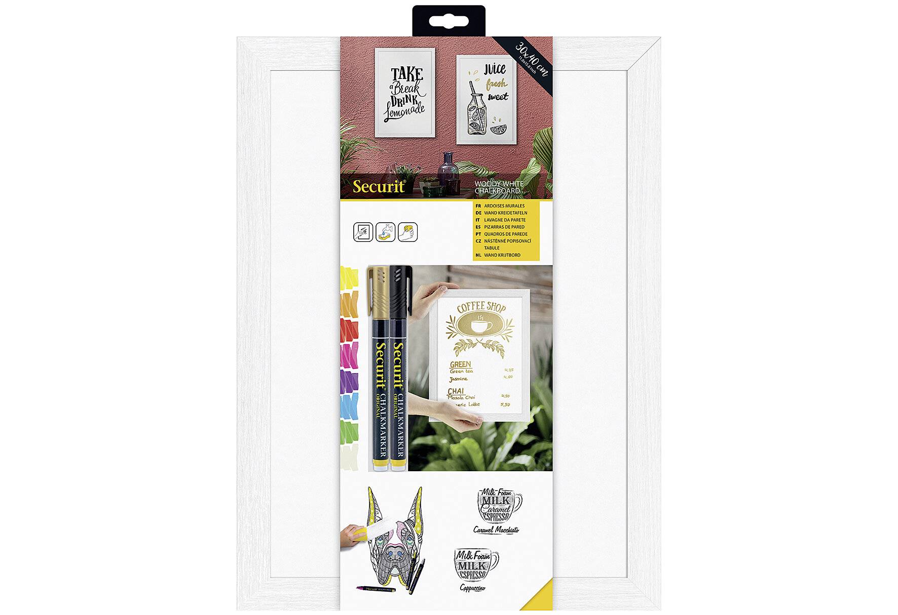 SECURIT Kreidetafel WOODY mit weißer Schreibfläche 40x30cm-1