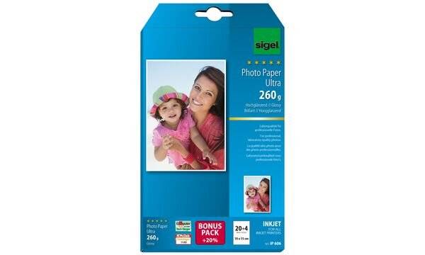 SIGEL Inkjetpapier ULTRA IP606 10x15cm hochglänzend 24 Bl./Pack. - Artikel: 110209200-4