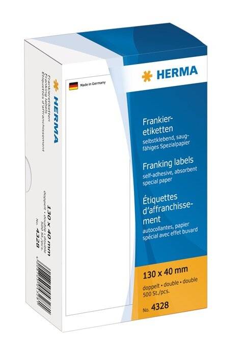HERMA Franking labels - Papier - matt - selbstklebend - weiß - 130 x 40 mm 500 Etikett(en) (250 Bogen x 2)-7