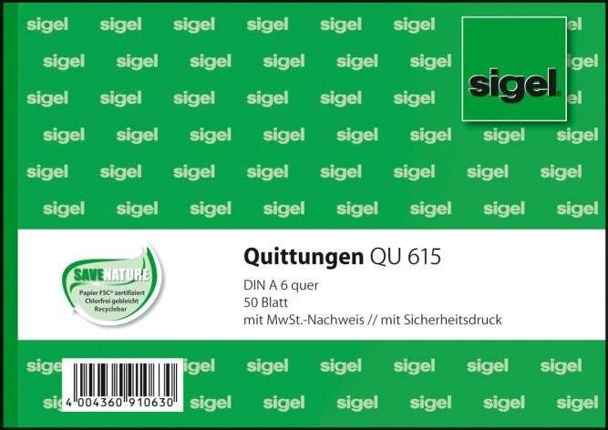 Sigel - Quittung - 40 Blatt - A6 - Querformat-8
