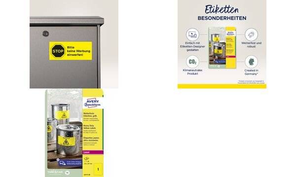 Avery Zweckform L6103 - Polyester - permanenter Klebstoff - Gelb - 45.7 x 21.2 mm 960 Etikett(en) (20 Bogen x 48)-2