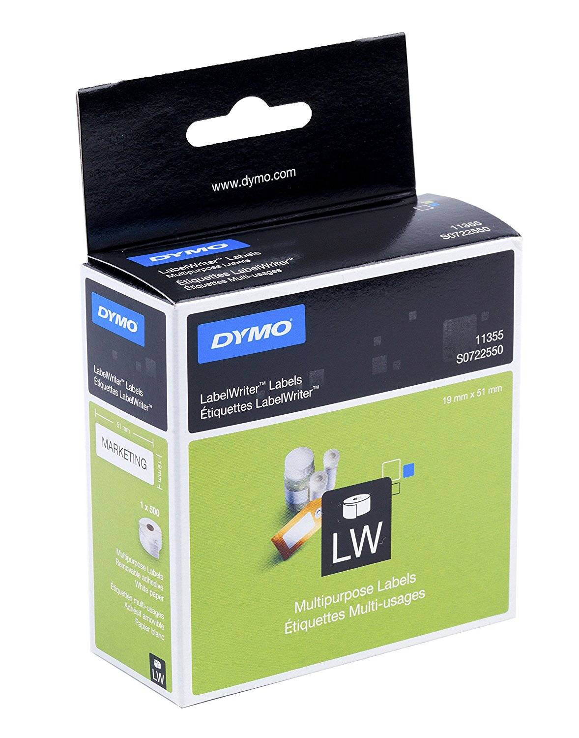 Newell Brands Vielzweck-Etiketten ws 19x51mm 11355 51 mm, 19 mm-0