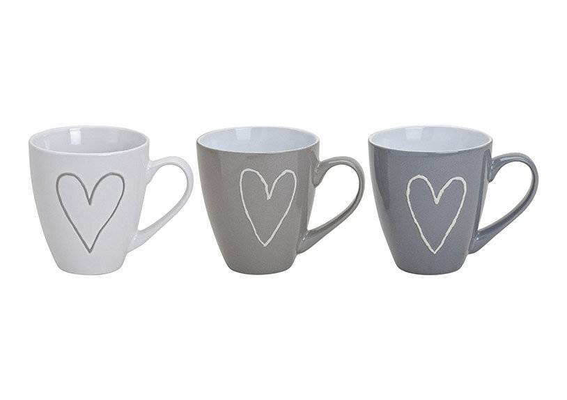 Jumbo-Becher Herz aus Keramik, 3-fach sortiert, 11 cm, 400 ml-0