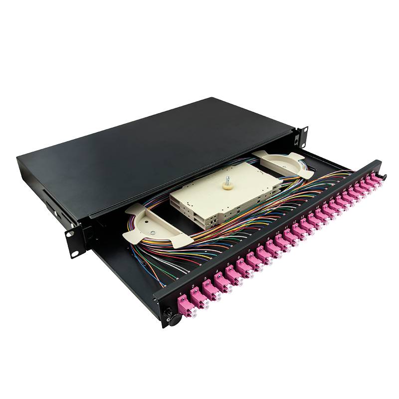 19inch fully equipped splice boxes LC-DX 24 port - multi-mode OM4 - 1U - light grey-4
