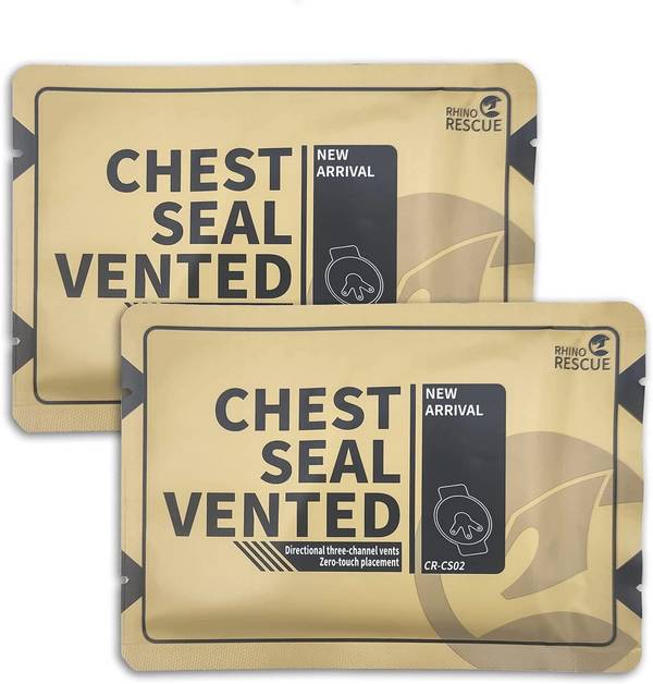 RHINO RESCUE Vent Chest Seal, Thoraxpflaster, First Aid Kit Sterile Pack 1 Stück