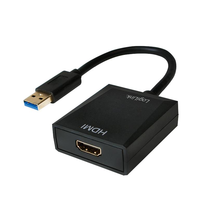 LogiLink UA0233 USB / HDMI Adapter [1x USB 3.2 Gen 1 Stecker A (USB 3.0) - 1x HDMI-Buchse] Schwarz 10.00 cm-2