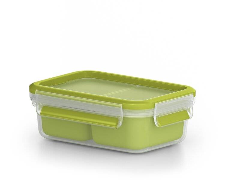 EMSA CLIP & GO Snackbox 0,55 L mit 2 Einsätzen, 0,55 l, Transparent, Polypropylen (PP),-2