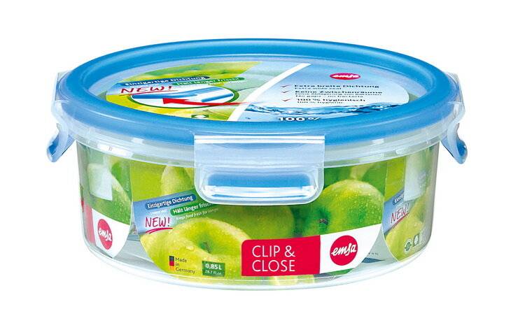 EMSA 508552 CLIP & CLOSE FRISCHHALTEDOSE RUND, Schüssel, Rund, 0,85 l, Transparent, Polypropylen (PP), Thermoplastisches-1