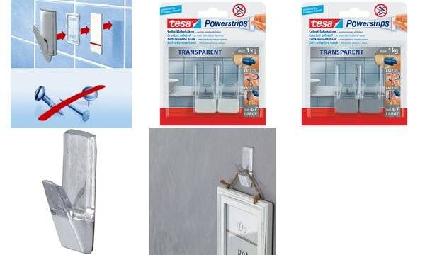 tesa Powerstrips Haken LARGE Transparent, transparent / weiß (8758811)-0