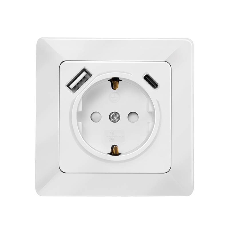LogiLink Unterputz-Steckdose, 1x CEE 7/3, 1x USB-A, 1x USB-C PD-1