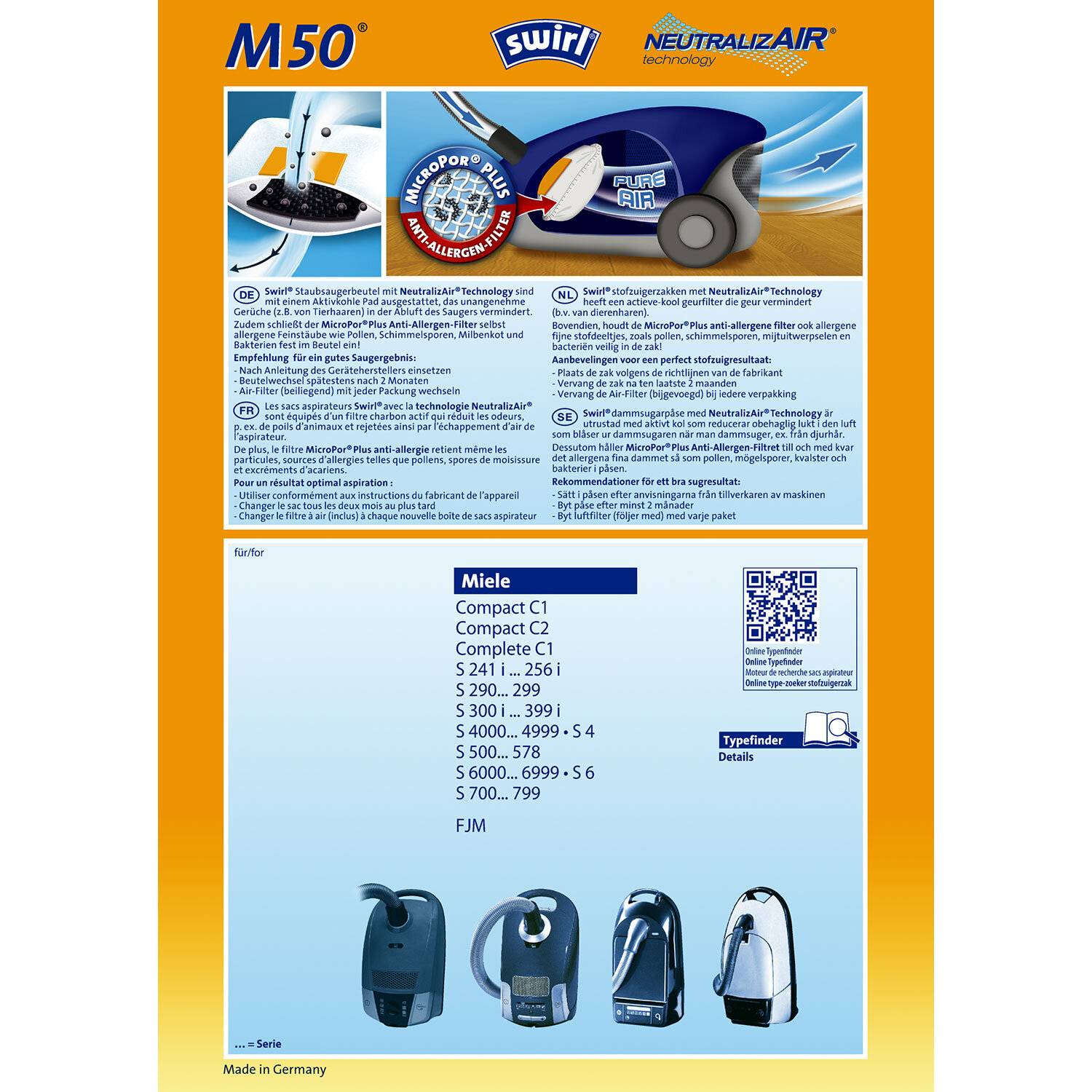 Swirl Staubbeutel M 50 Anti-Odour VE4-1