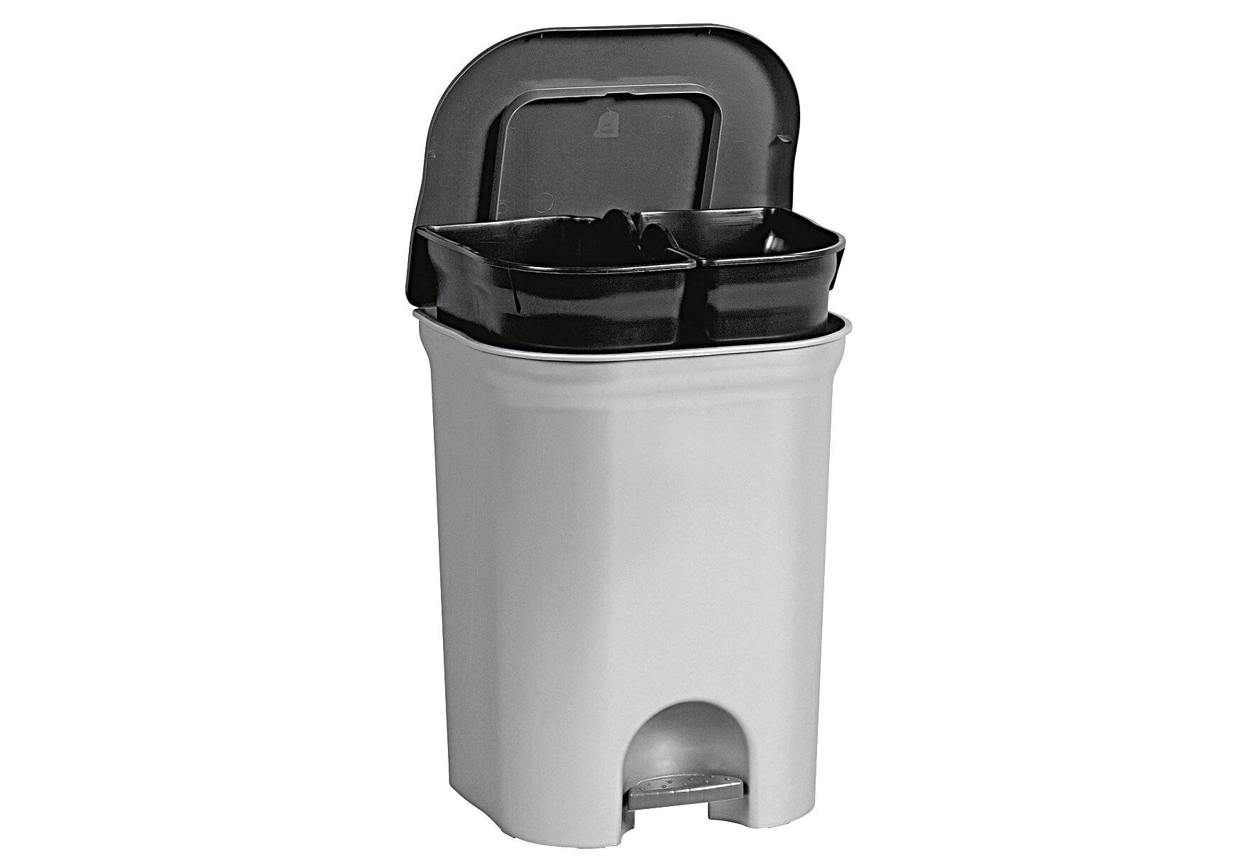 KEEEPER Treteimer Step & Close Duo 2x 11l 37,5x29,5x46cm schwarz anthrazit-1