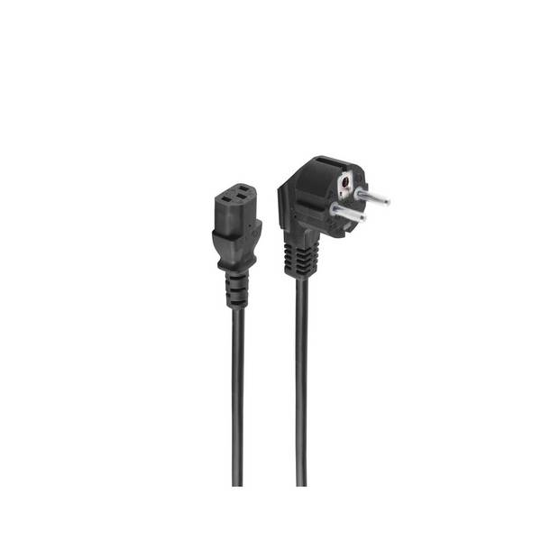 Netzanschlusskabel Stromkabel Schutzkontaktstecker 90° auf Kaltgerätebuchse C13 Netzkabel 230V 5,0m