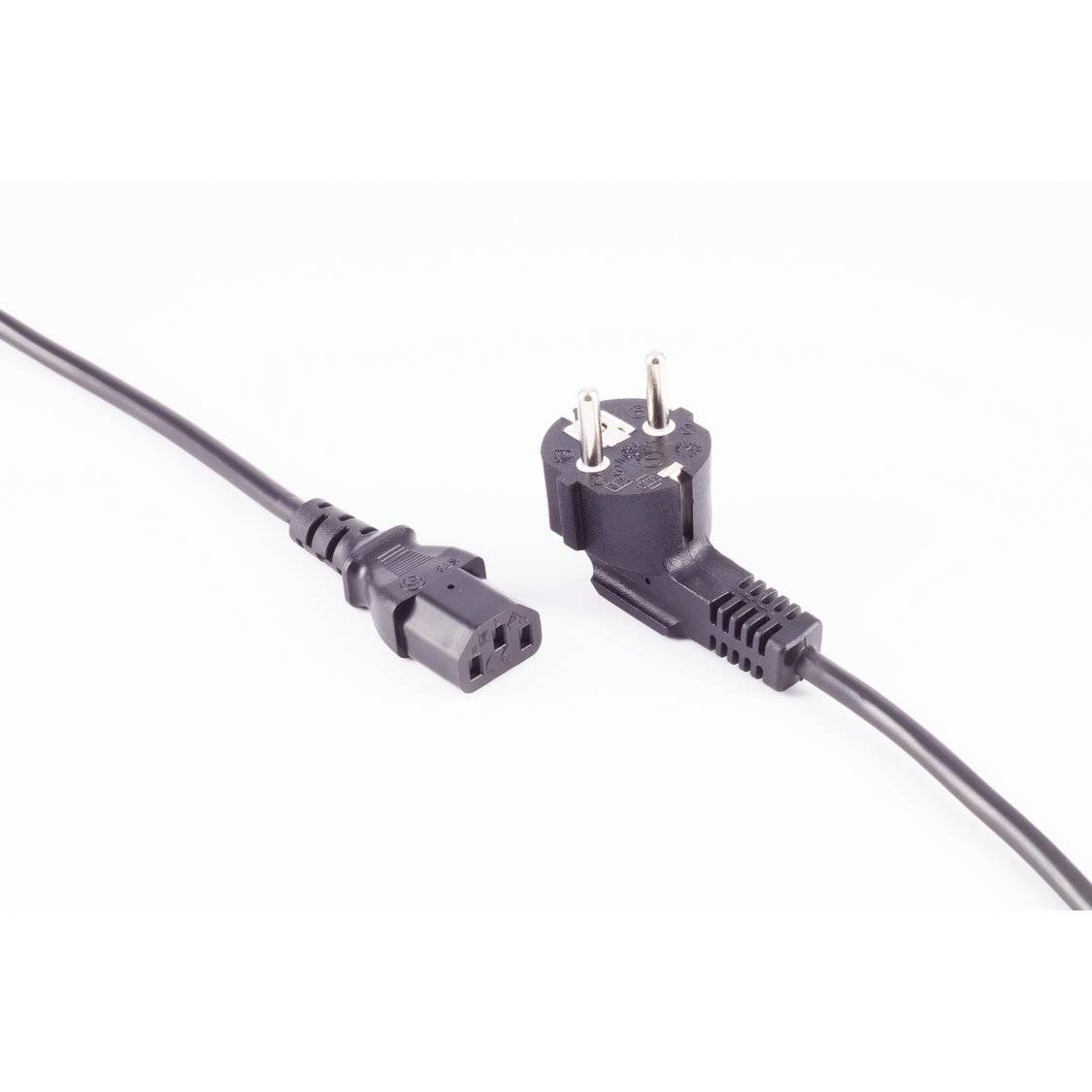 Netzanschlusskabel Stromkabel Schutzkontaktstecker 90° auf Kaltgerätebuchse C13 Netzkabel 230V 5,0m-2