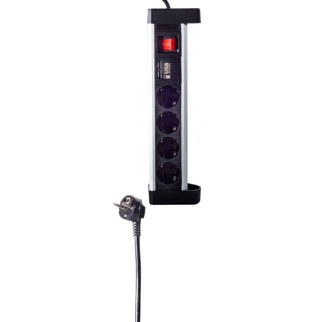 Tischsteckdosenleiste 4-fach Steckdose USB Ladefunktion Schutzkontakt Aluminium 1,5m-0