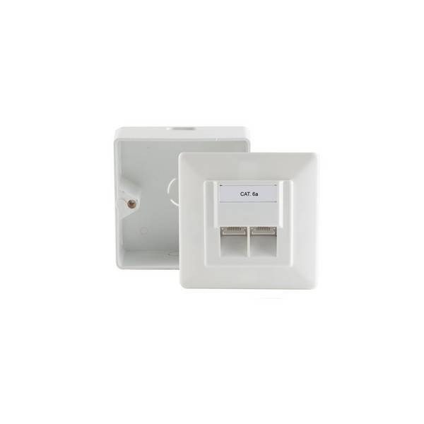 Cat.6 Anschlussdose Netzwerkdose RJ45 Datenbuchse AP/UP 2-Port Reinweiß