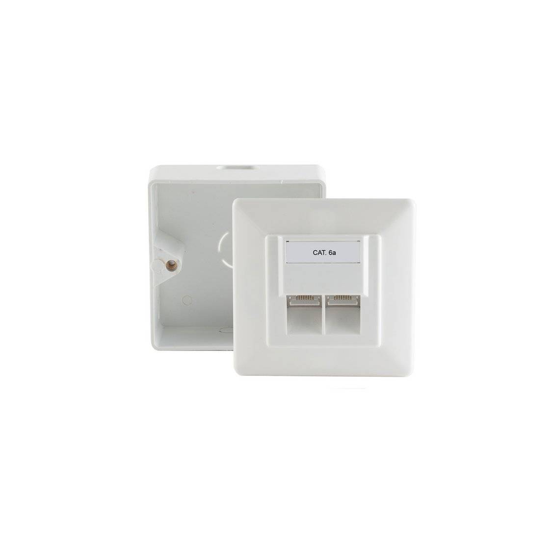 Cat.6 Anschlussdose Netzwerkdose RJ45 Datenbuchse AP/UP 2-Port Reinweiß-0
