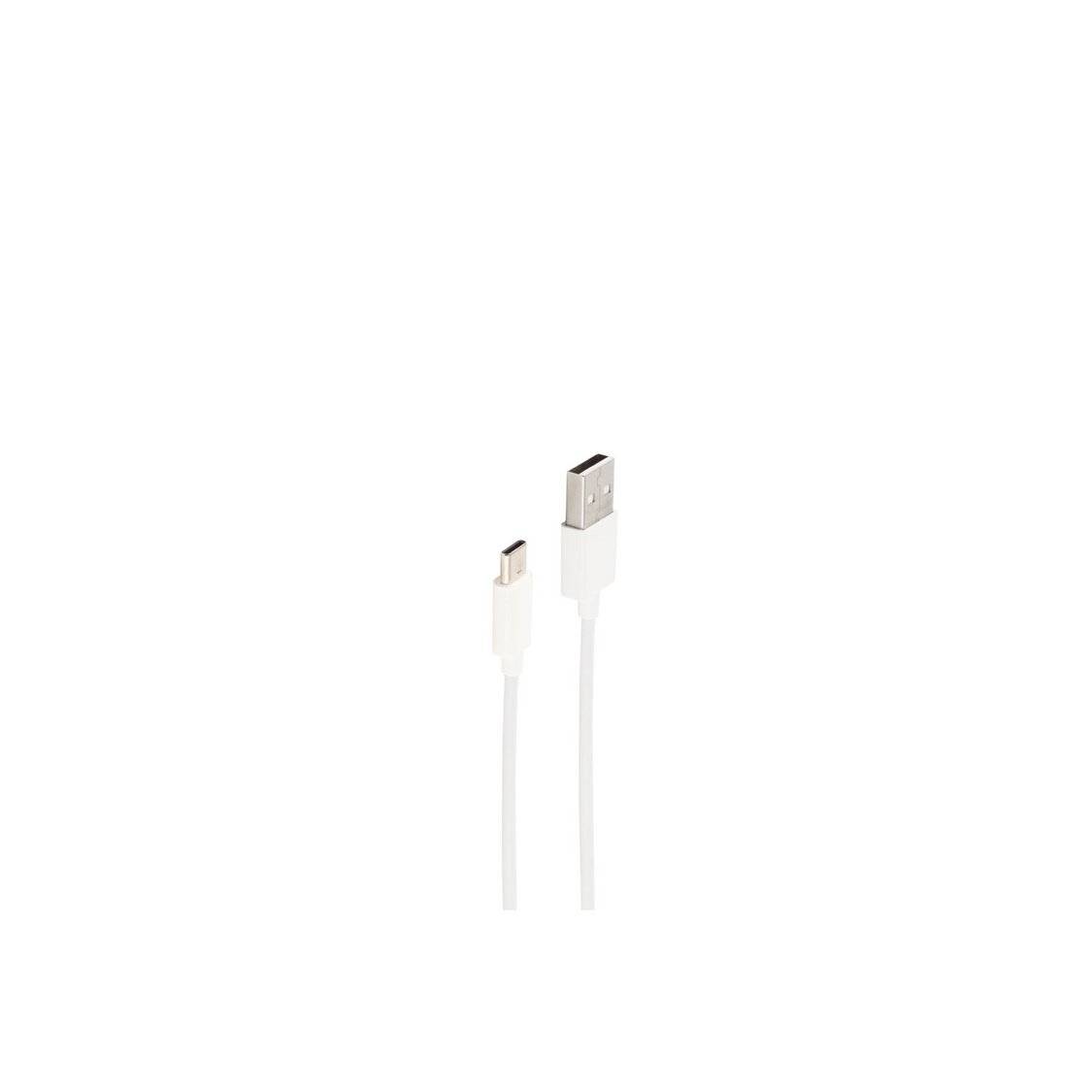 USB Lade-Sync Kabel, USB A Stecker auf USB-C Stecker, 2.0, ABS, weiß, 0,5m-0