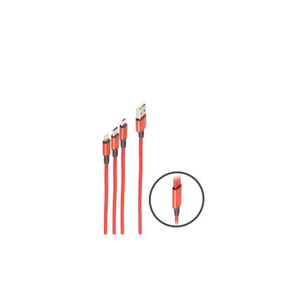USB 3in1 Ladekabel A Stecker auf USB Micro B + USB Typ C + 8-pin Stecker, rot, 1,2m-0