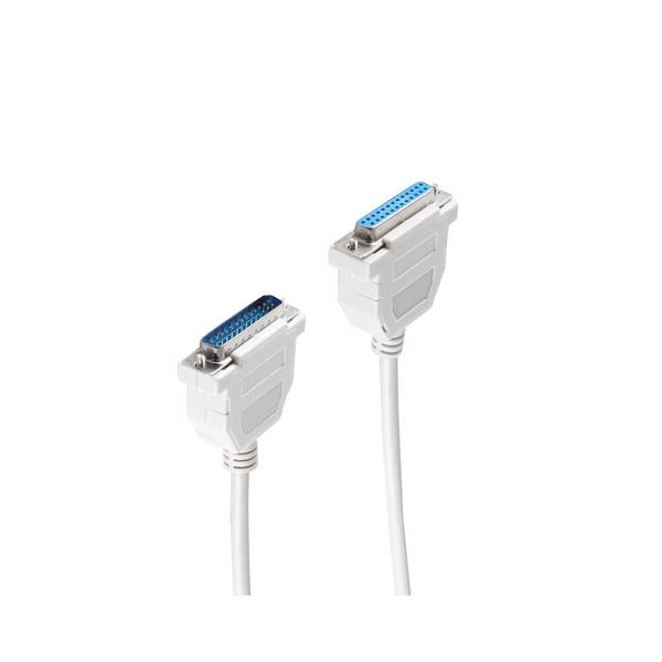 SUB-D Verlängerung, 25-pol. Sub D-Stecker auf 25-pol. Sub D-Buchse, 5m, AWG 28, Alu Folie Schirmung