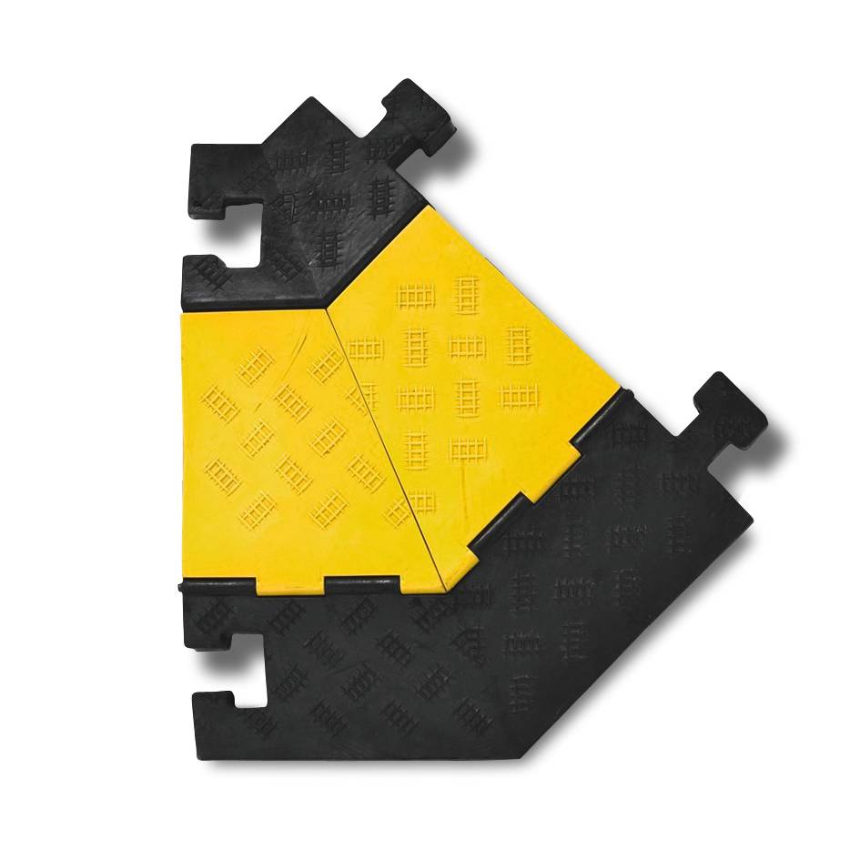 Winkelstück 45° rechts f. Kabelbrücke groß, mit klappbarem Deckel, 3 Kanäle, schwarz/gelb-3