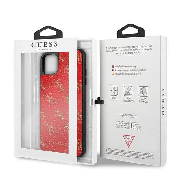 Guess - 4G Dobble Layer Glitter Case - [Marke entfernt] iPhone 11 Pro Max - Rot - Cover - Schutzhülle