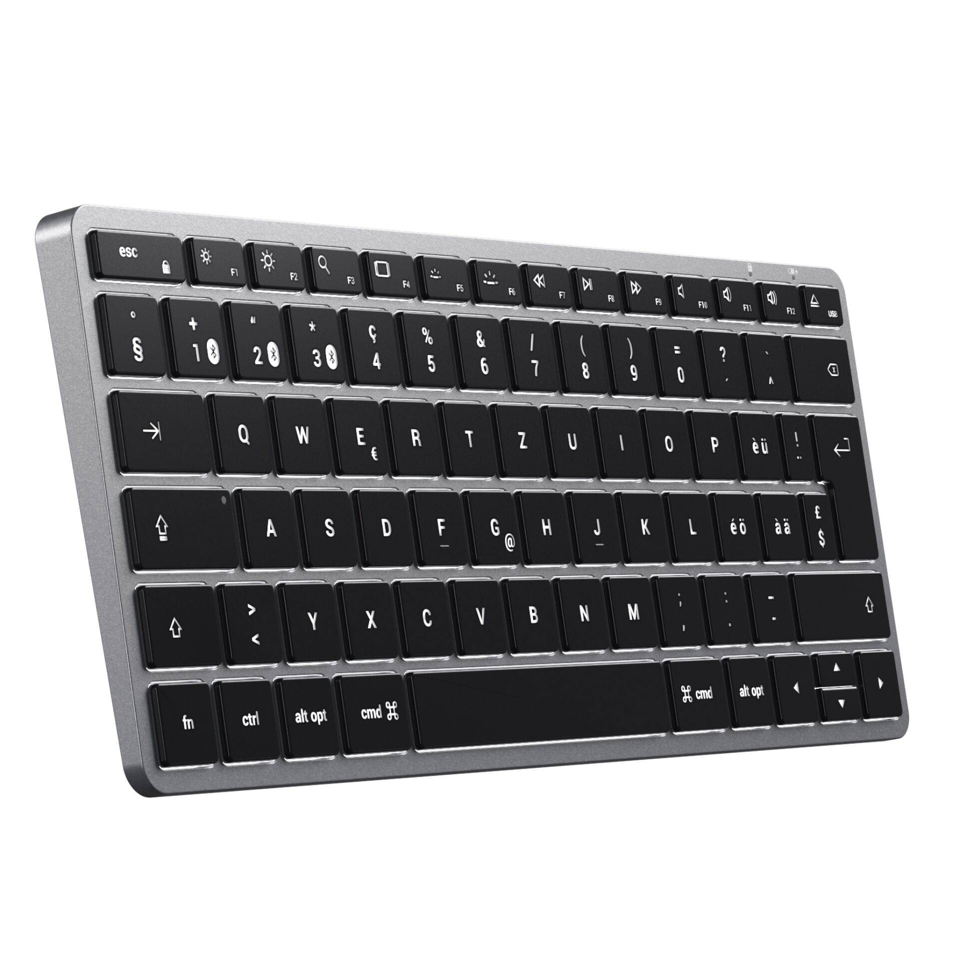 Satechi Slim X1, Mini, Kabellos, Bluetooth, QWERTZ, Schwarz, Grau-2