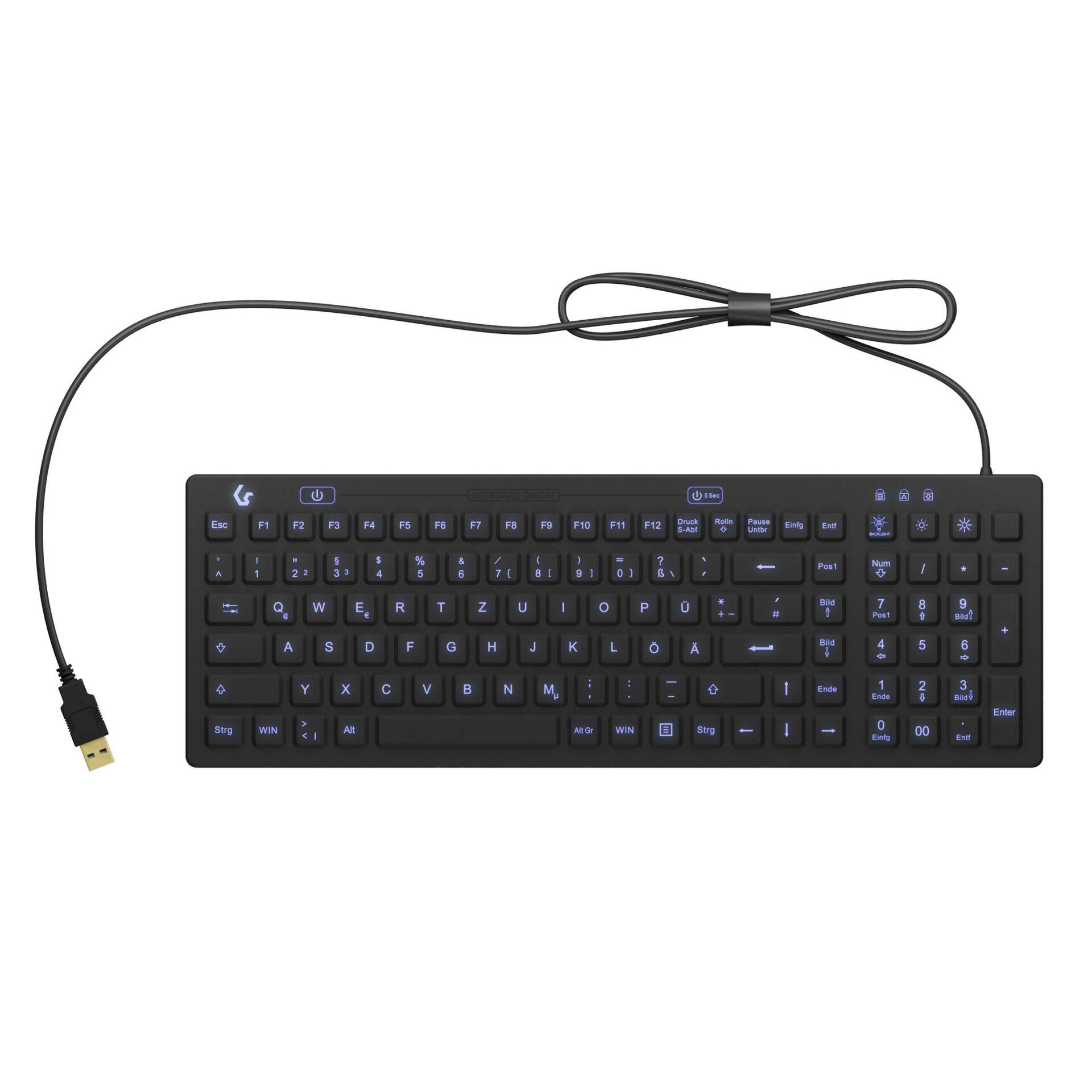 KeySonic KSK-6031INEL - Volle Größe (100%) - Kabelgebunden - USB - Schwarz - TL: Deutsch, QWERTZ-1