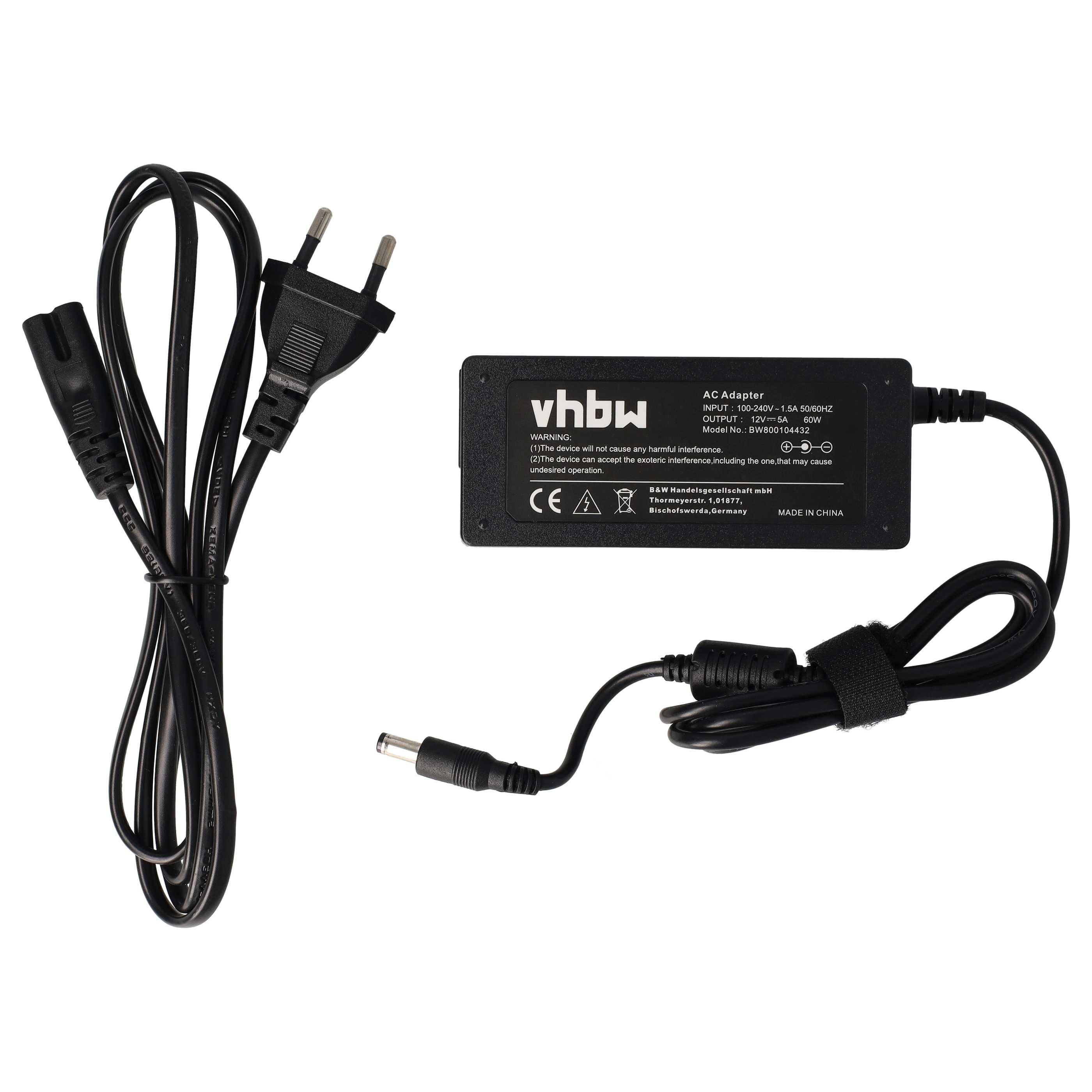 vhbw Netzteil Ersatz für Acer HASU12FB60 | CH-1205, EA1050A-120, EA1050F für Notebook - 200 cm, 60 W-0