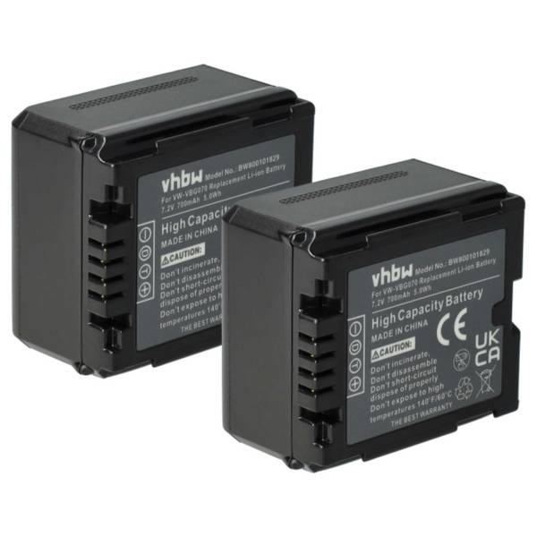 vhbw 2x Akku kompatibel mit Panasonic SDR-H280 | SDR-H250, SDR-H50, SDR-H40 Videokamera Camcorder (700 mAh, 7,2 V