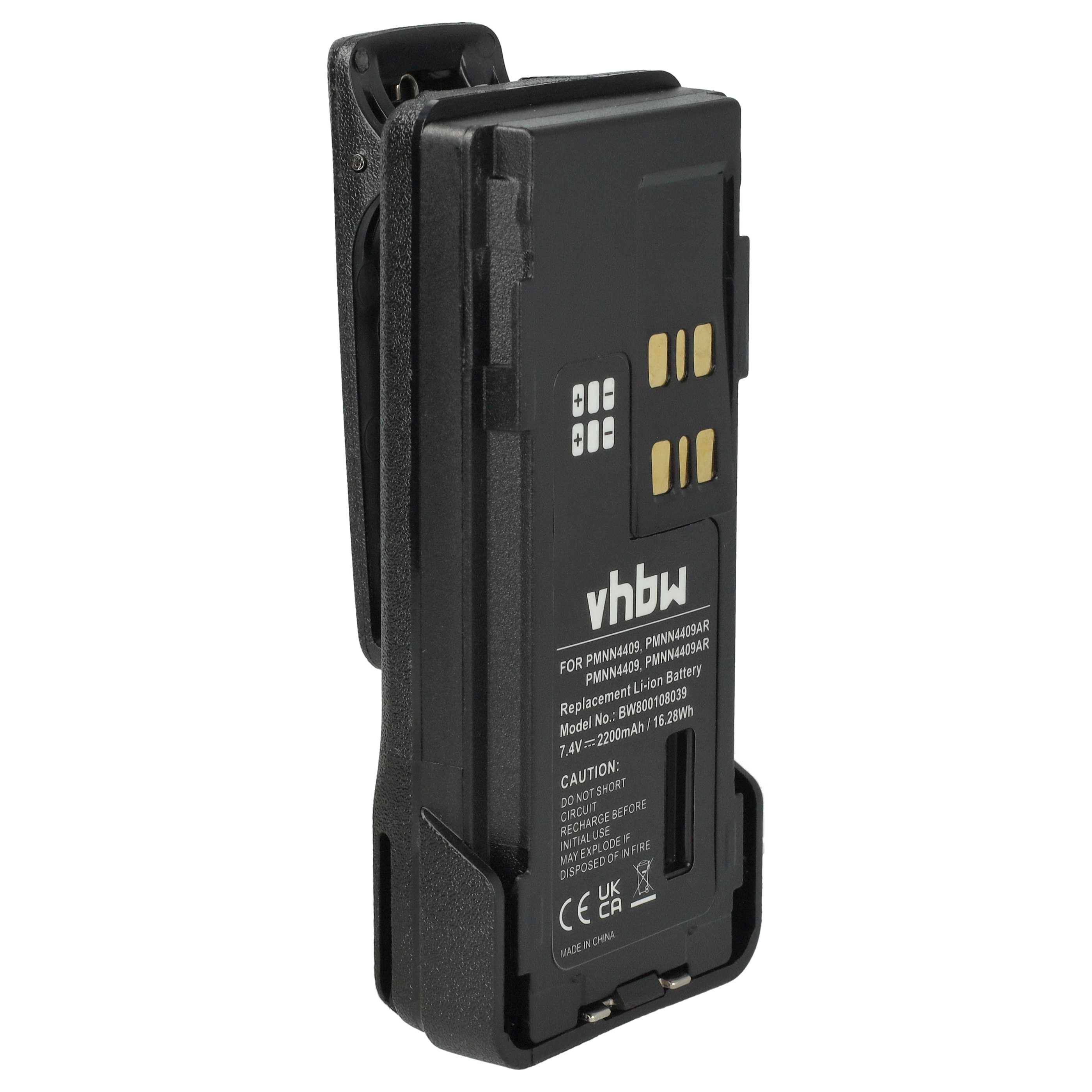vhbw Akku Ersatz für Motorola PMNN4491 | PMNN4491B, PMNN4493 für Funkgerät, Walkie Talkie (2200 mAh, 7,4 V, Li-Ion) +-0