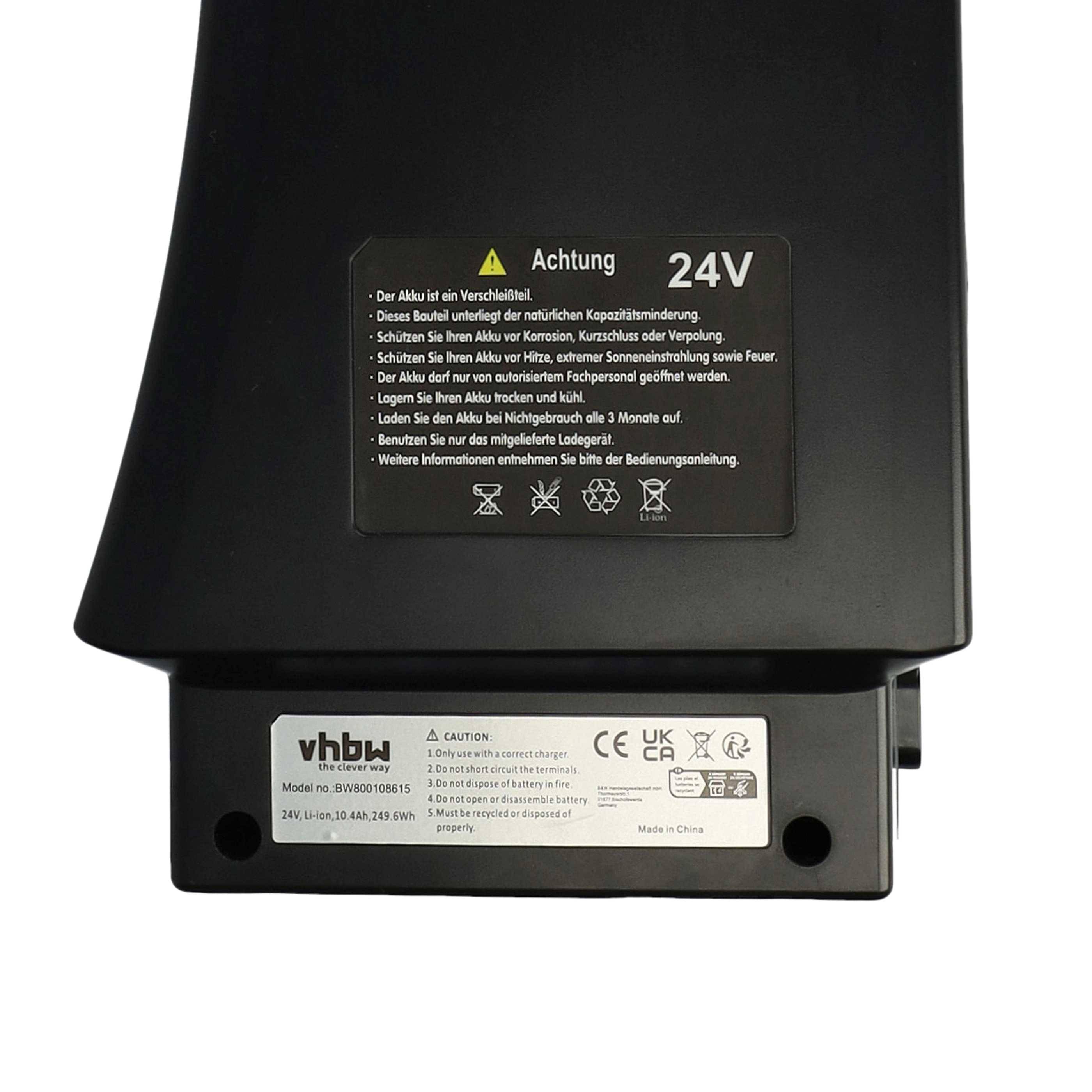 vhbw Akku kompatibel mit Prophete 52414-0111 | 28 Zoll, 52404-0111, 26 Zoll, Alu-City Comfort, 24V E-Bike (10,4 Ah, 24 V-2