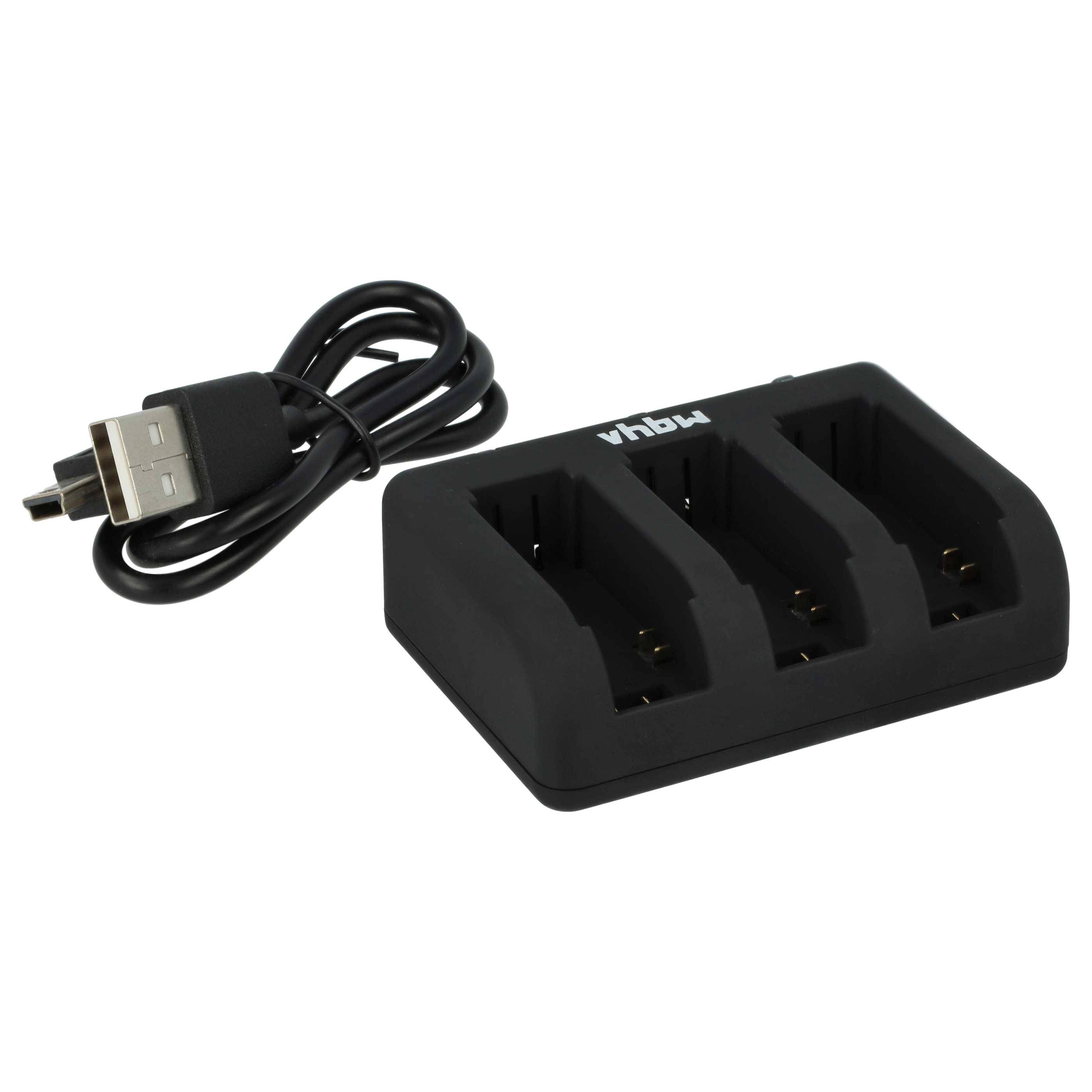 vhbw Micro-USB Ladegerät kompatibel mit GoPro HD Hero 4 Silver Edition Kamera Camcorder - Ladeschale 3-fach + Micro-USB-0