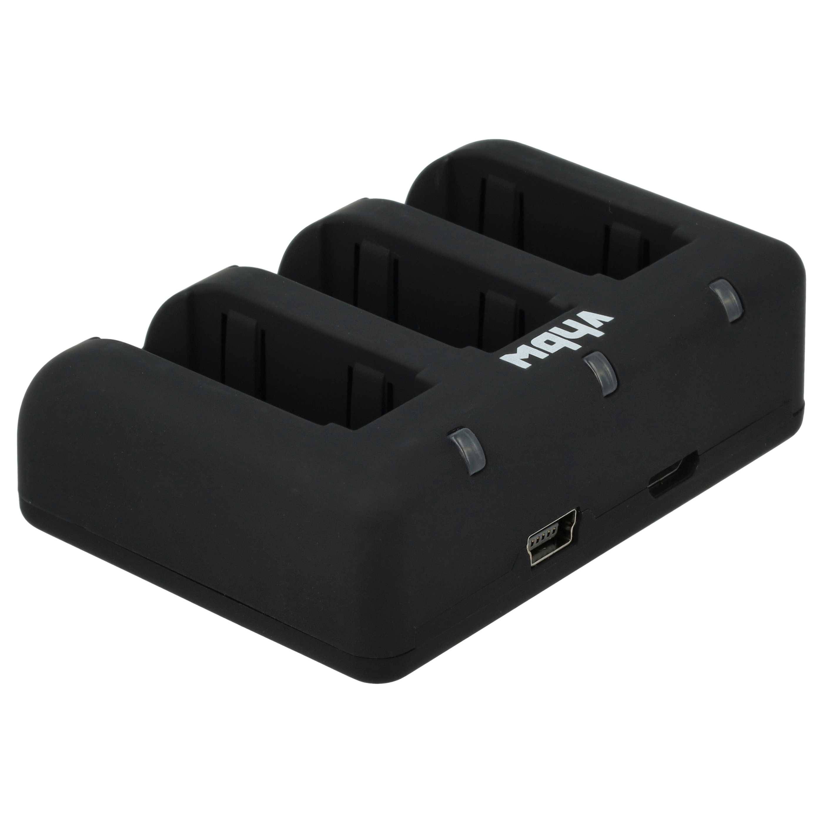 vhbw Micro-USB Ladegerät kompatibel mit GoPro HD Hero 4 Silver Edition Kamera Camcorder - Ladeschale 3-fach + Micro-USB-1