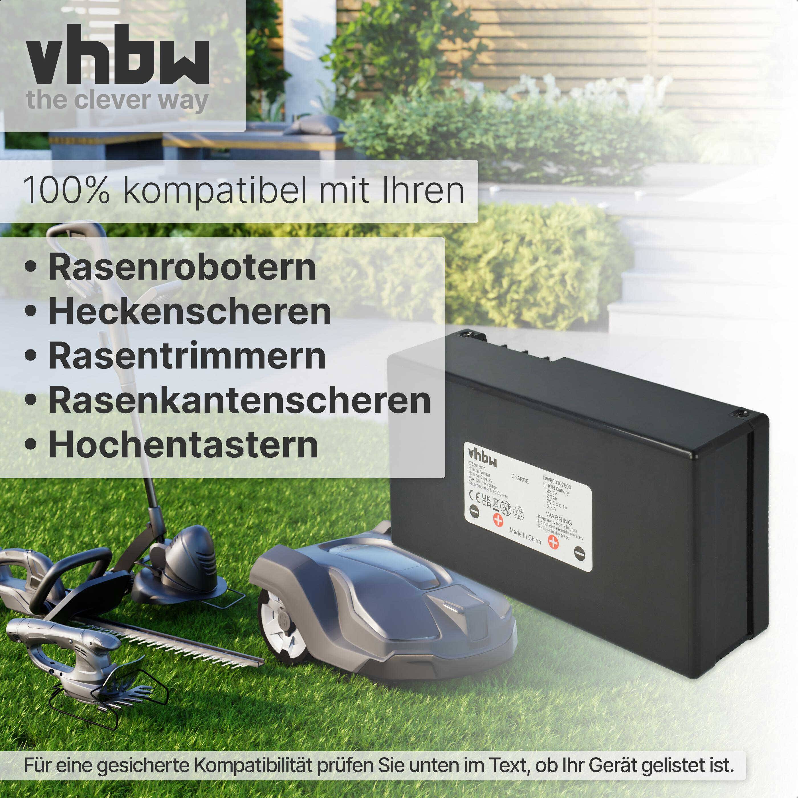 vhbw Akku kompatibel mit Agro R800Li | Rasenroboter Rasenmäher (2300 mAh, 25,2 V, Li-Ion)-1