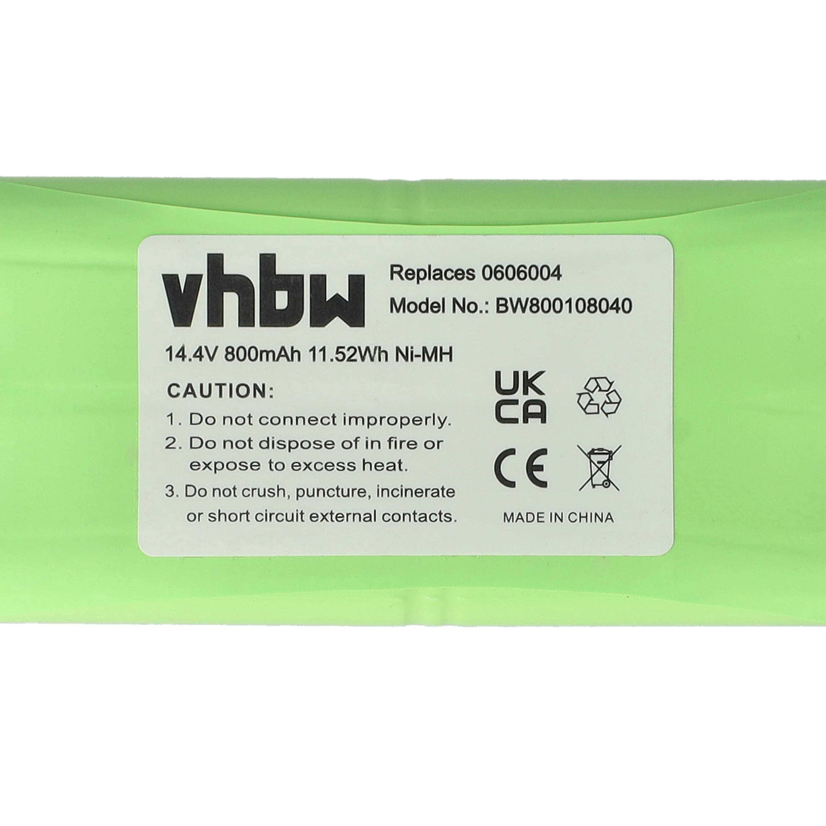 vhbw Akku kompatibel mit Ecovacs Dibea K6L | ZN101 Midea Staubsauger Home Cleaner Heimroboter (800mAh, 14,4V, NiMH) --4
