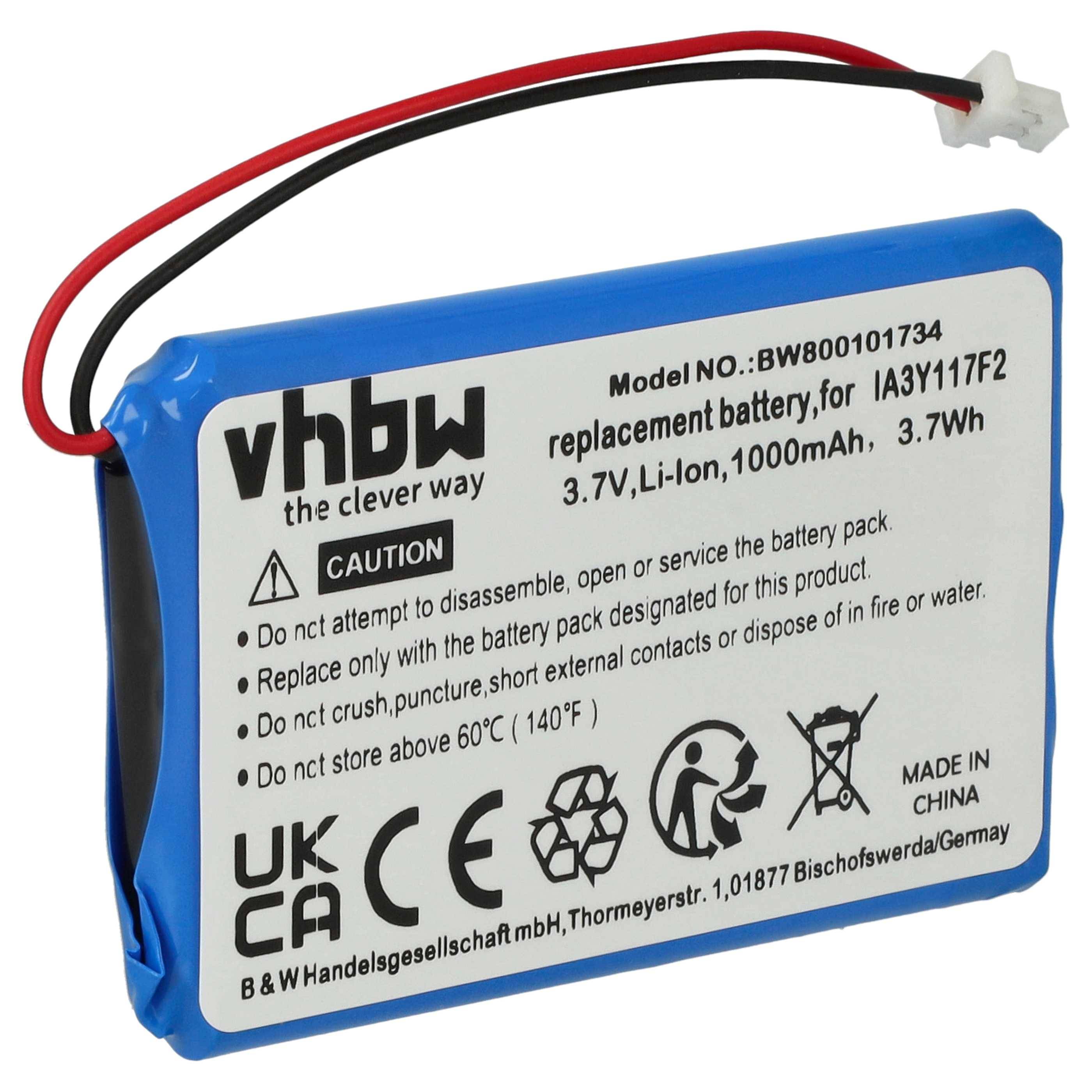 vhbw Akku Ersatz für IA3Y117F2 | für GPS Navigation Navi (1000 mAh, 3,7 V, Li-Ion)-0