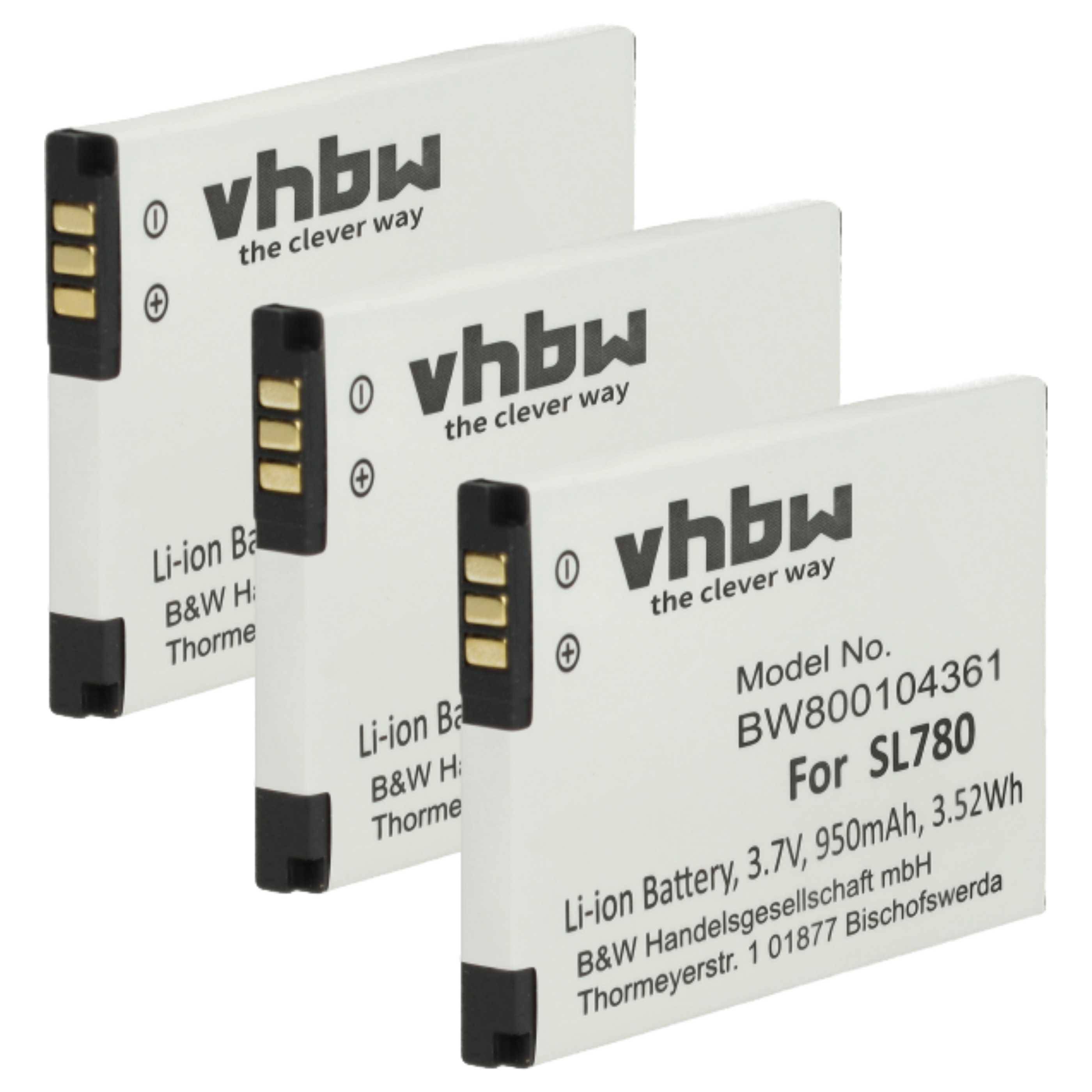 vhbw 3x Akku kompatibel mit Unify OpenStage SL6 | SL400, SL450 schnurlos Festnetz Telefon (950 mAh, 3,7 V, Li-Ion)-0
