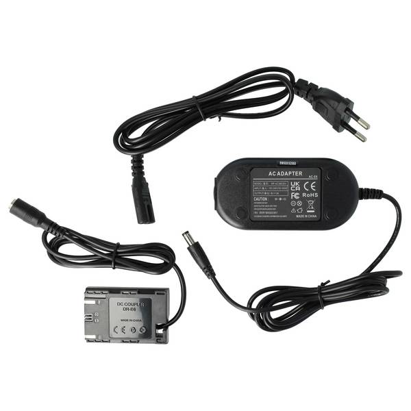 vhbw Netzteil Ersatz für Canon ACK-E6 für Kamera | Digitalkamera + DC Kuppler (Ersatz für DR-E6), 2m