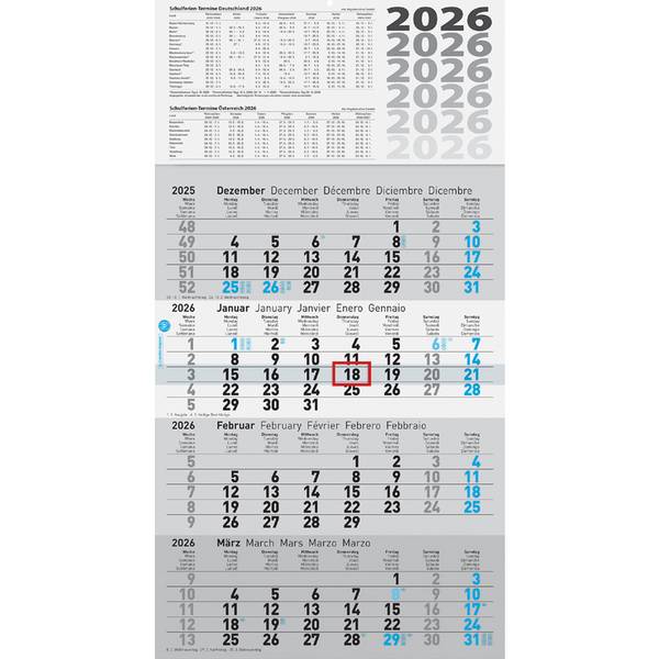 4-Monatskalender 4 Monate/1 Seite 30x59cm UWS 2027