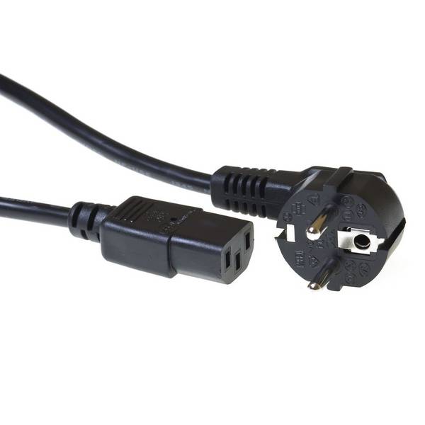 ACT AK5015 230V Netzkabel geerdeter Stecker Schuko CEE7/7 Stecker (gewinkelt)/C13 Schwarz - 2 Meter