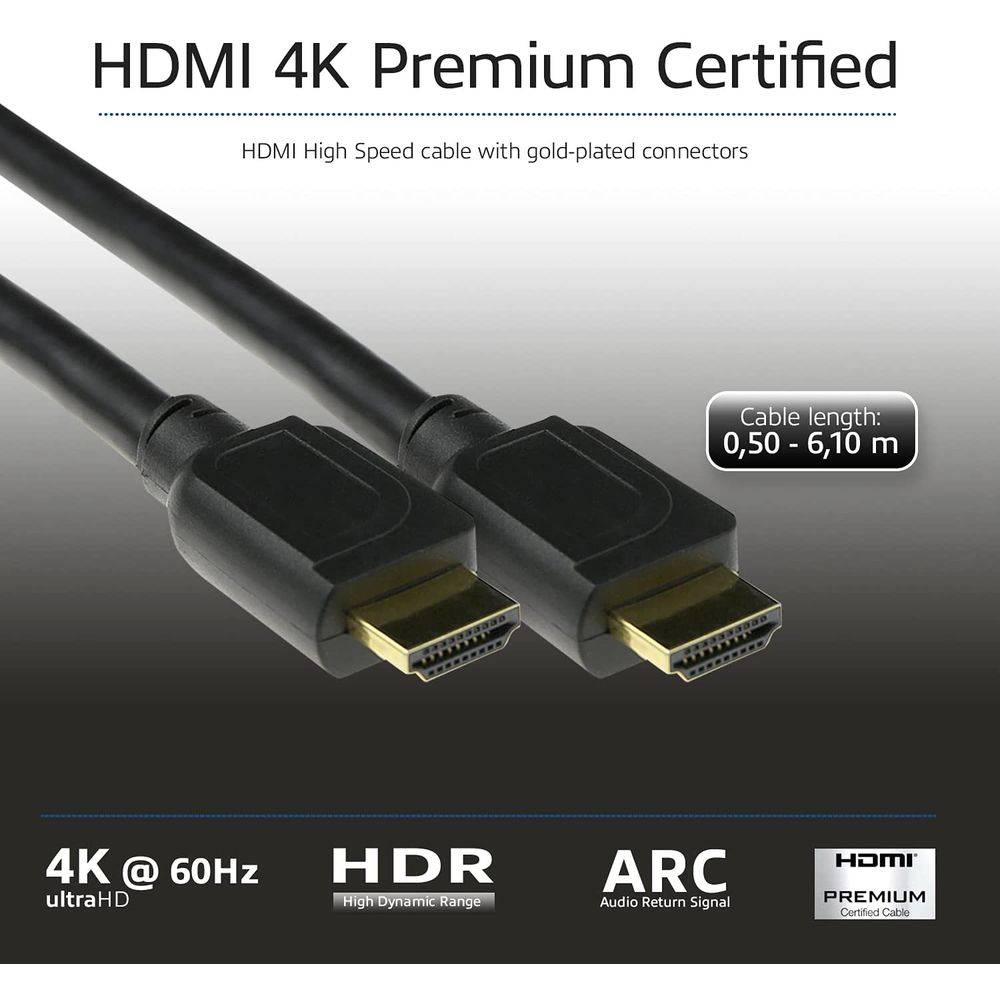 ACT AK3945 4K HDMI High Speed Ethernet Premium Certified Kabel - HDMI-A Stecker/HDMI-A Stecker - 3 Meter-4