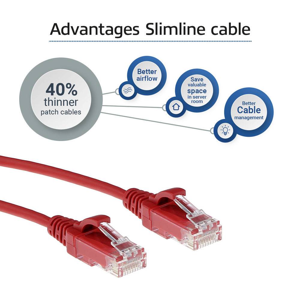 ACT DC9501 LSZH U/UTP CAT6 Datacenter Slimline Patch Cord Snagless | RJ45-Stecker | Rot | 1 Meter-3