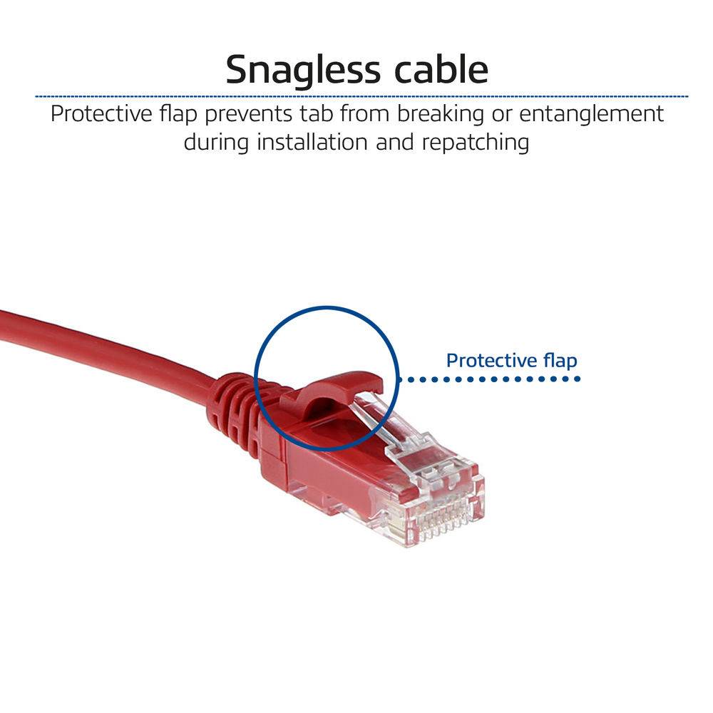 ACT DC9501 LSZH U/UTP CAT6 Datacenter Slimline Patch Cord Snagless | RJ45-Stecker | Rot | 1 Meter-4