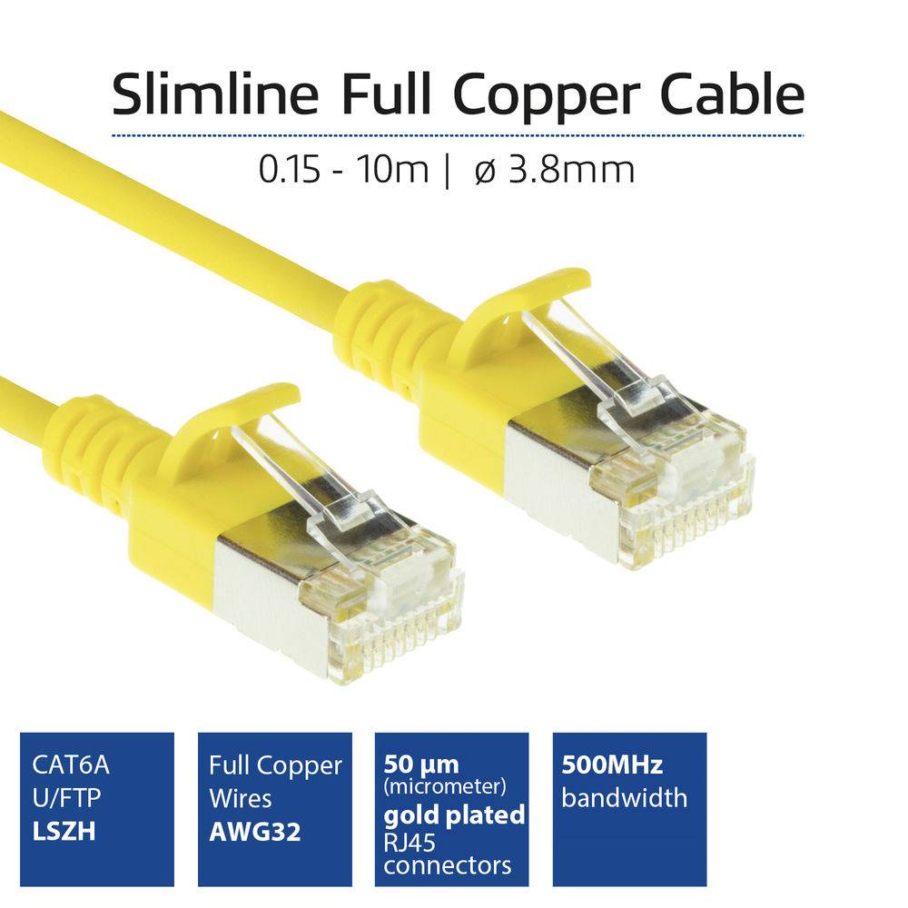 ACT DC7851 LSZH U/FTP CAT6A Datacenter Slimline Patch Cord Snagless | RJ45-Stecker | Gelb | 1,5 Meter-1