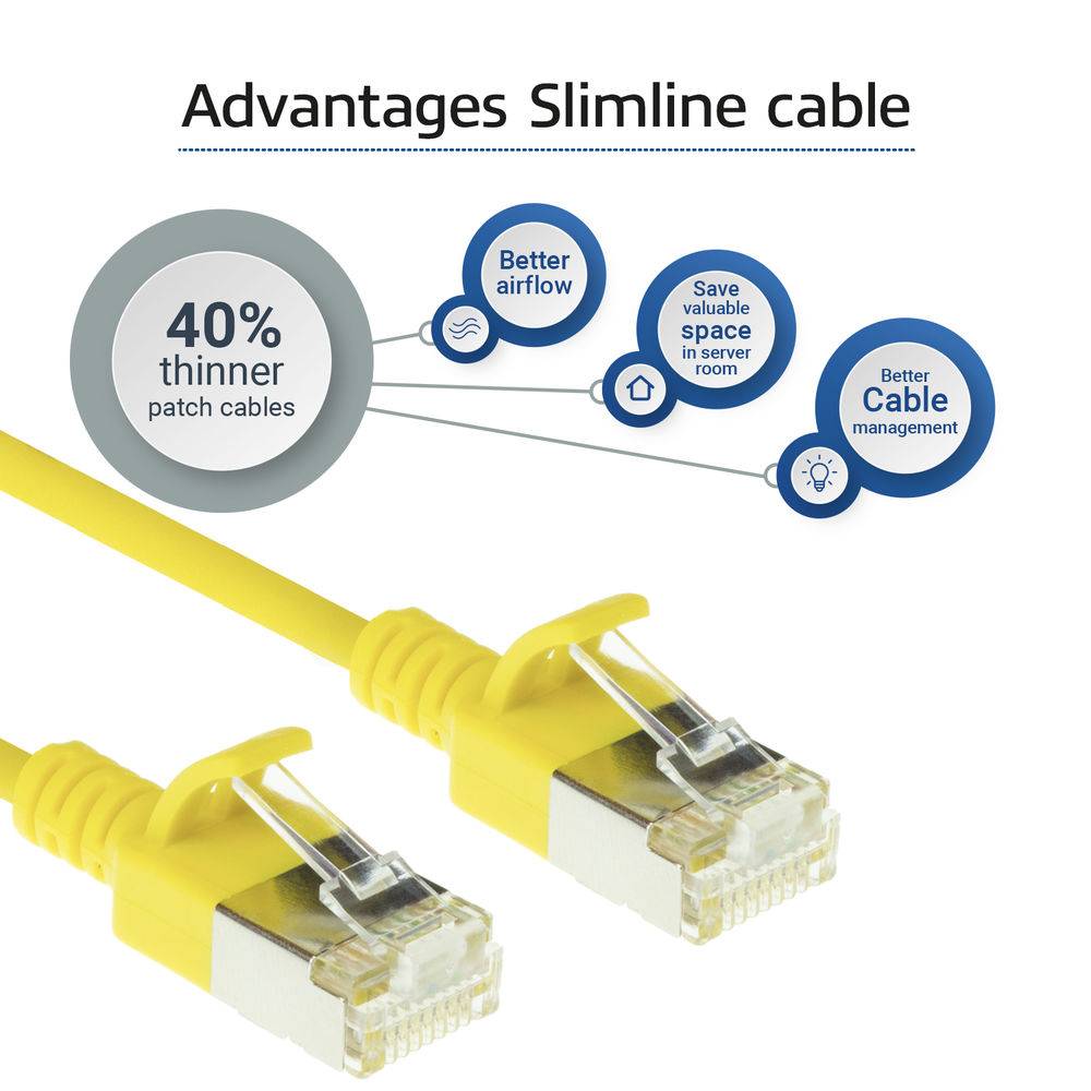 ACT DC7851 LSZH U/FTP CAT6A Datacenter Slimline Patch Cord Snagless | RJ45-Stecker | Gelb | 1,5 Meter-2