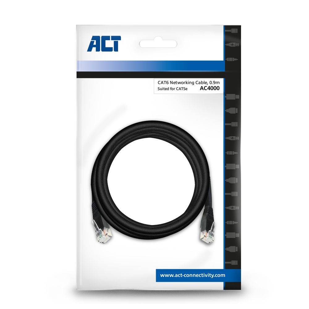 ACT AC4000 Schwarz U/UTP CAT6 Netzwerkkabel - 90 cm-3
